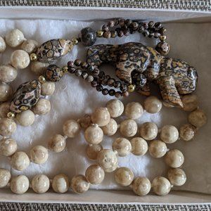 Elegant Stone leopard Beaded Necklace